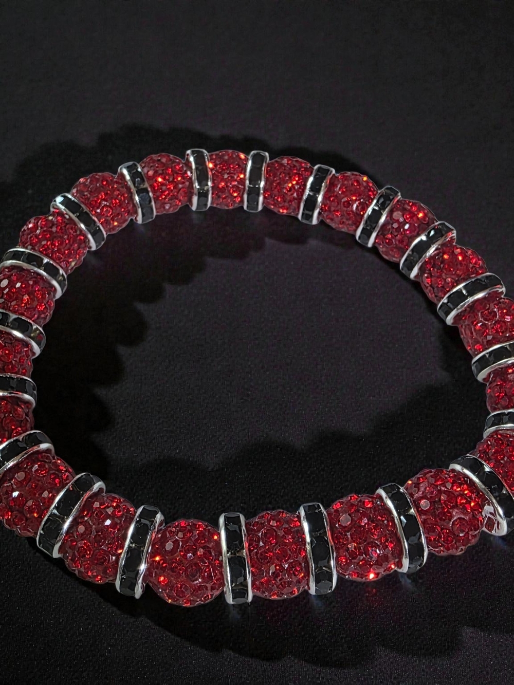 Glam Red Crystal Sparkle Beaded Stack Bracelet